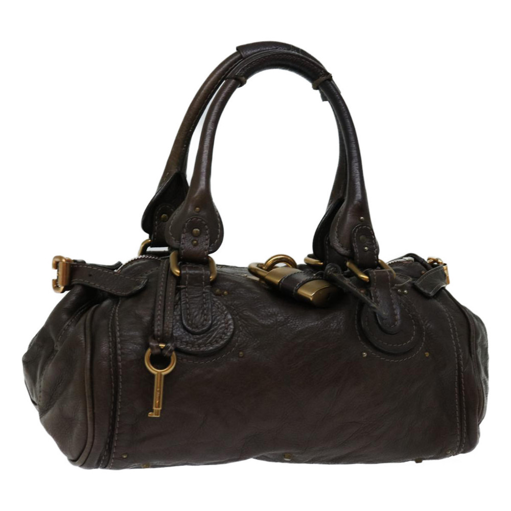 Chloe Paddington Shoulder Bag Leather Brown Auth 69741